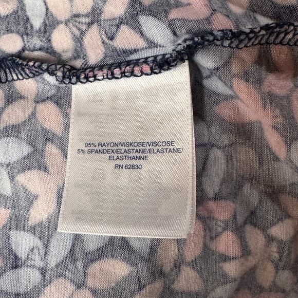 Lands’ End Medium (10-12) Top Floral Short Dolman Sleeves Stretch Scoop Neck - Picture 8 of 9